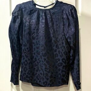 Express Navy Leopard Print Blouse